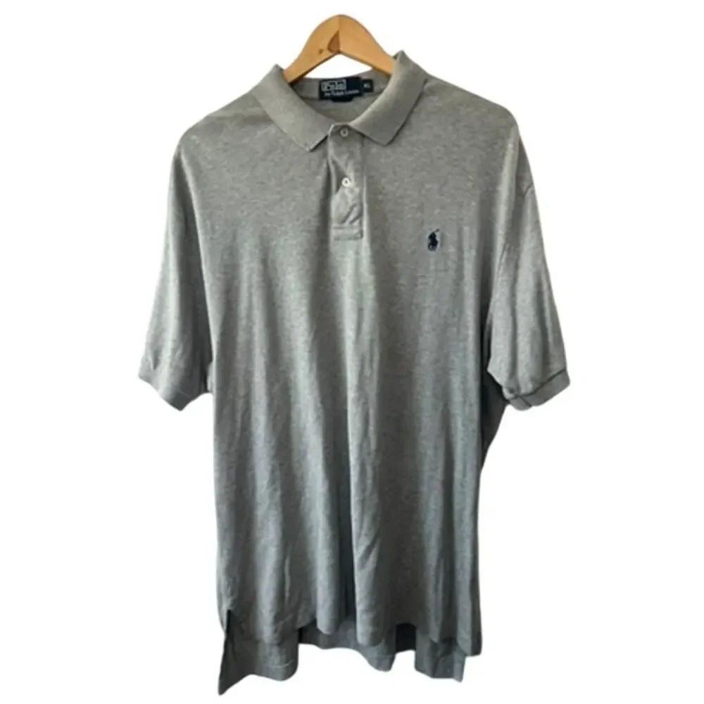 Ralph Lauren Gray Short Sleeve 100% Cotton Polo Shirt Men's Size XL